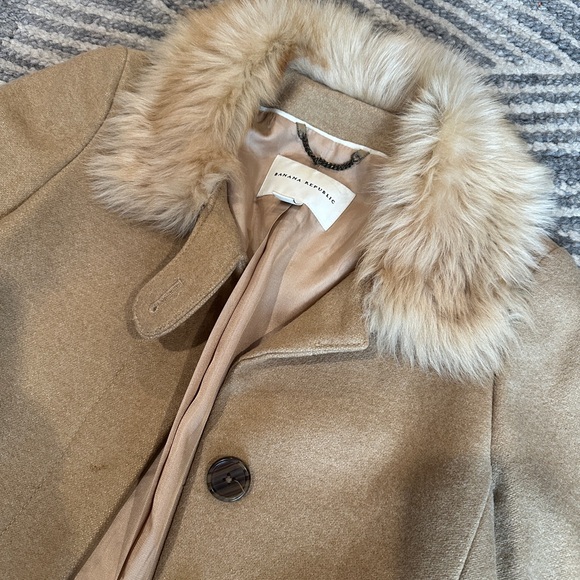 Banana Republic Wool Coat with Real Fur Collar XSP - Picture 5 of 16
